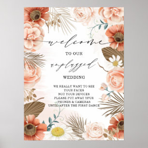 Poster Casamento Rústico Boho Terracotta Floral Despluga