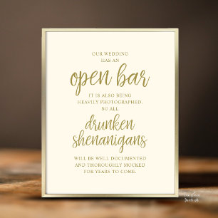 Poster Casamento Rústico com Bar Aberto, Travessuras Embr