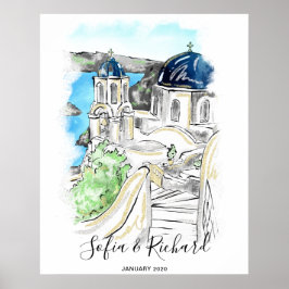 Poster Casamento Santorini, Noivado, Proposta