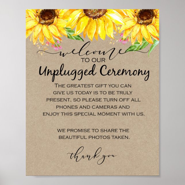 Poster Casamento sem pluga Sunflower (Frente)
