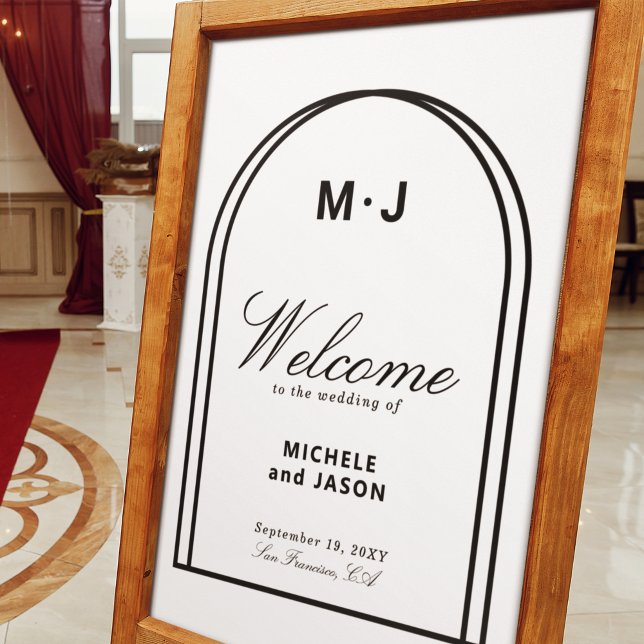 Poster Casamento Simples de Boas-Vindas ao Arch Negro Min (Criador carregado)