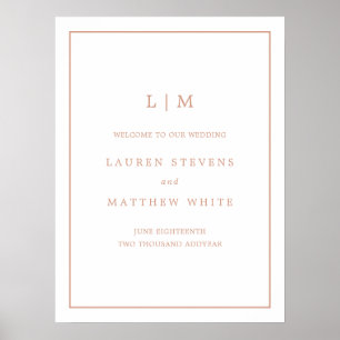 Poster Casamento Simples de Boas-vindas com Rosa de Monog