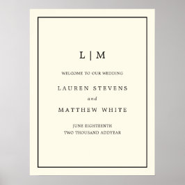 Poster Casamento Simples Monograma de Boas-vindas da Ivor