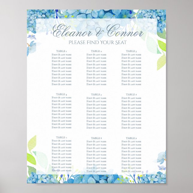 Poster Casamento sofisticado com Hydrangea Azul (Frente)