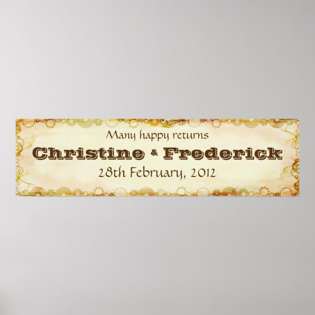 Poster Casamento Steampunk, faixa decorativa horizontal (Frente)