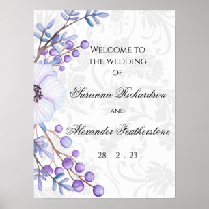 Poster Casamento tema damasco Floral e Elegante