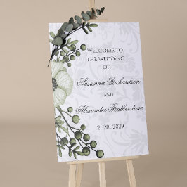 Poster Casamento tema damasco Green Berry Wreath Boho