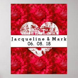 Pôster Casamento Vermelho impressionante Dahlia Petals X2