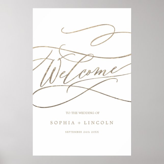 Poster Casamento Vertical de Boas-vindas com Caligrafia D (Frente)