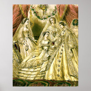 Pôster Casamento vintage antigo da noiva
