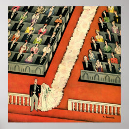 Pôster Casamento vintage, Art Deco Bride e Groom Recentem