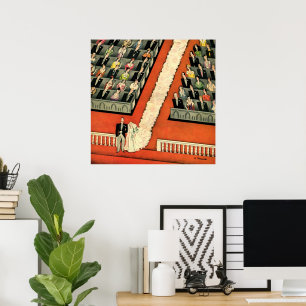 Pôster Casamento vintage, Art Deco Bride e Groom Recentem