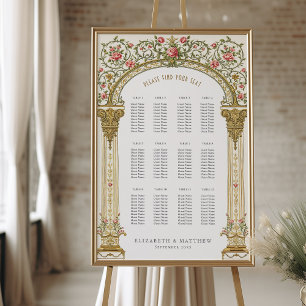 Poster Casamento vintage de Gráfico de Assentos Vitoriano