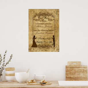 Poster Casamento Vintage Noiva Noivo Era uma vez