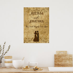 Poster Casamento vintage Noivo Feliz para sempre