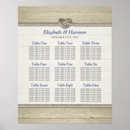 Pôster Casando Rustic Beach Wedding Seating Chart