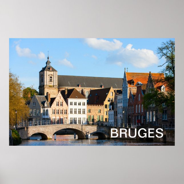 Pôster Casas antigas de Bruges, Bélgica (Frente)