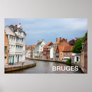 Pôster Casas antigas em Bruges, Bélgica