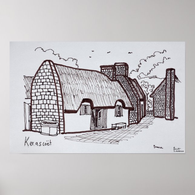 Poster Casas Atingidas, Kerascoet | Bretanha, França (Frente)