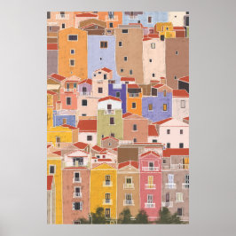 Poster Casas Coloridas em Itália