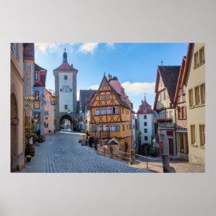 Poster Casas coloridas em Rothenburg, Alemanha
