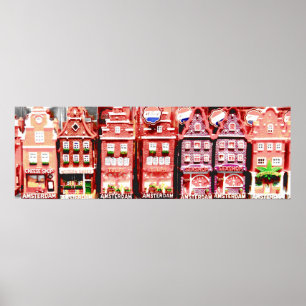 Pôster Casas da miniatura de Amsterdão