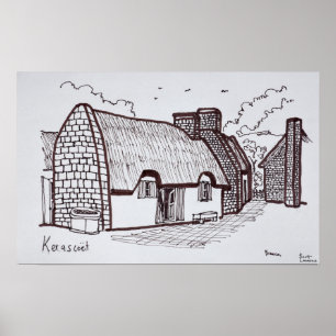 Poster Casas de Colmo, Kerascoet Bretanha, França