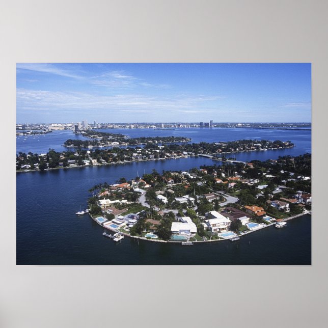 Poster Casas de ilha privada de Biscayne Bay, Estrela (Frente)