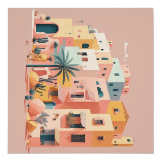 Pôster Casas de paisagem urbana (Frente)