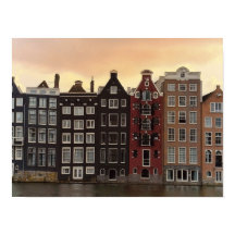 Casas do Canal de Amsterdã ao Pôr do Sol