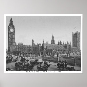 Poster Casas do Parlamento c1895, Londres Antigo