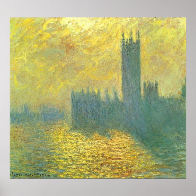 Poster Casas do Parlamento, Stormy Sky, por Claude Monet (Frente)