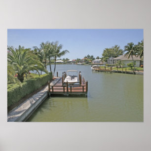 Pôster Casas e docas no canal Marco Island Flórida
