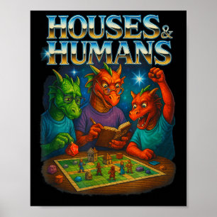 Poster Casas E Humanos Divertido Jogo Rpg Jogadores Homen