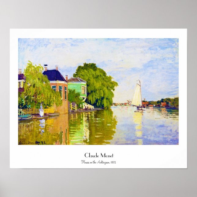 Pôster Casas em Achterzaan, 1872 Claude Monet (Frente)