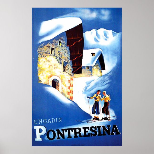 Poster Casas em Pontresina, Suiça (Frente)