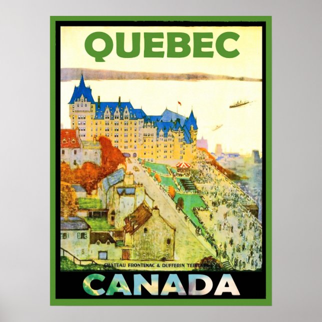 Poster Casas em Quebec, Canadá, viagens vintage (Frente)