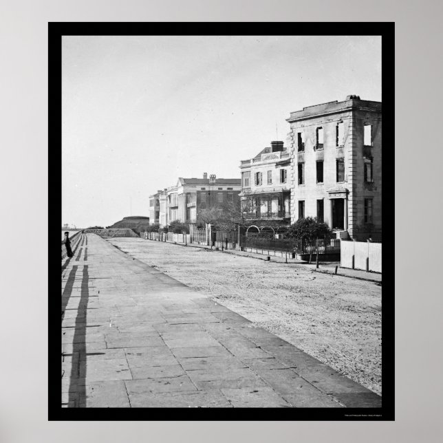 Pôster Casas na bateria em Charleston, SC 1865 (Frente)