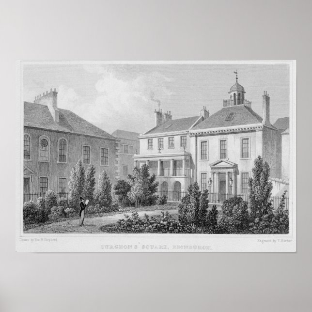 Pôster Casas na Praça dos Cirurgiões, Edimburgo (Frente)