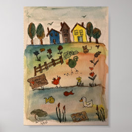 Poster Casas numa Colina