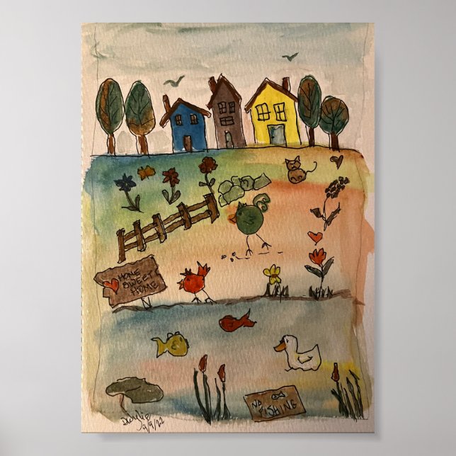 Poster Casas numa Colina (Frente)