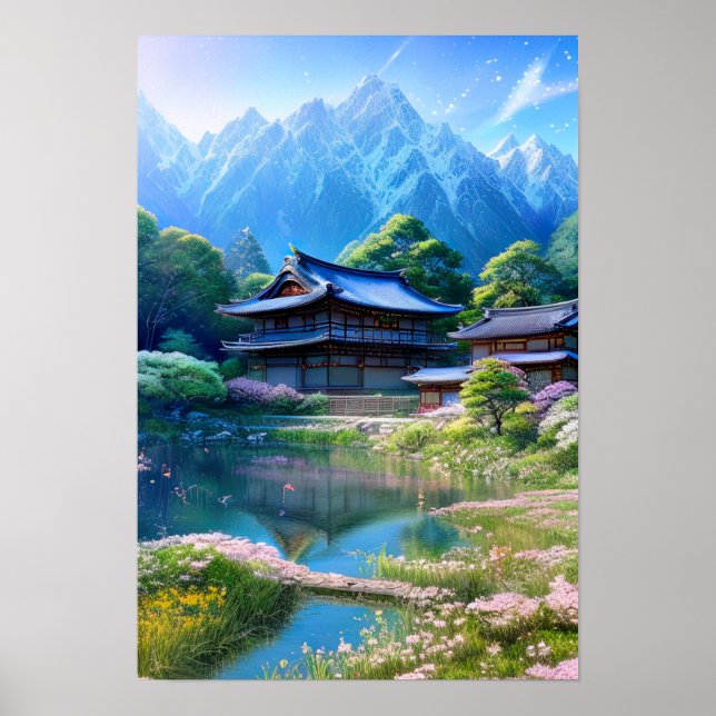 Poster Casas pelo rio Calm (Frente)