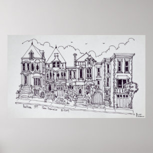 Pôster Casas Vitorianas São Francisco, Califórnia