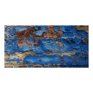 Pôster Casca azul da pintura de um poster de madeira