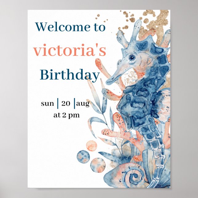 Poster Casca de cavalo sob o chá do bebê do mar (Frente)