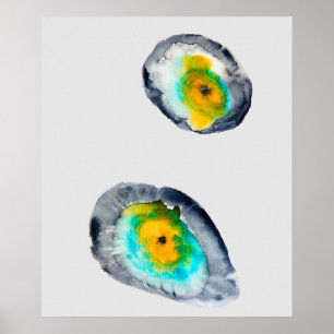 Poster cascas de ostras abstrato de aquarelas