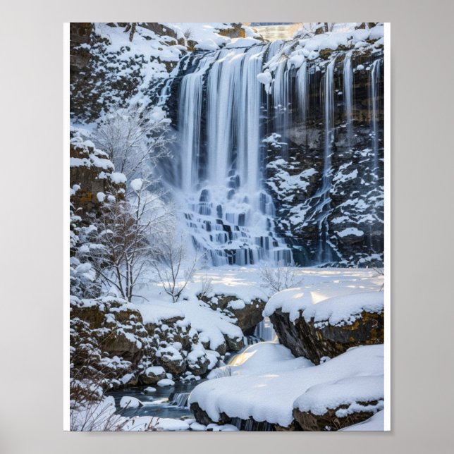 Poster Cascata congelada de neve (Frente)
