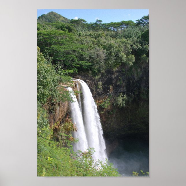 Poster Cascata dupla, Wailua Falls Kauai Hawaii (Frente)