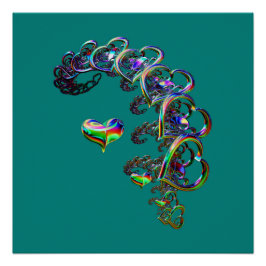 Pôster Cascata etérea de corações Poster brilhante