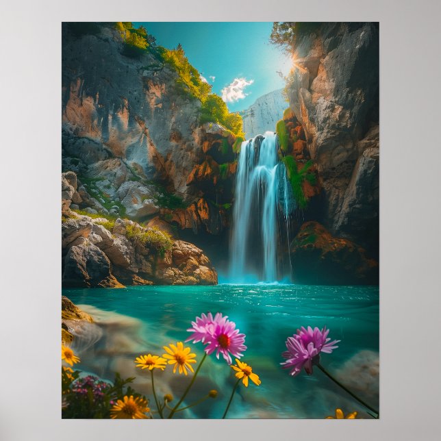 Poster Cascata etérea em Primavera (Frente)